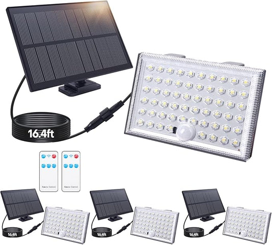 Solar Outdoor Lights(Garage-4pack),Waterproof Dusk to Dawn Powered Security Spot Lights for Outside Patio,Yard,Remote Control Solar Motion Sensor Lights with 3 Modes