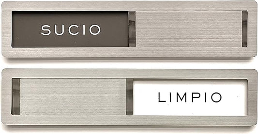 Dishwasher Magnet Clean Dirty Sign (Spanish), Limpio Sucio, Kubik Letters Premium Stainless Steel Grade 304, Kitchen Organizers and Storage Decor Accessories, Extra Adhesive Tapes Included