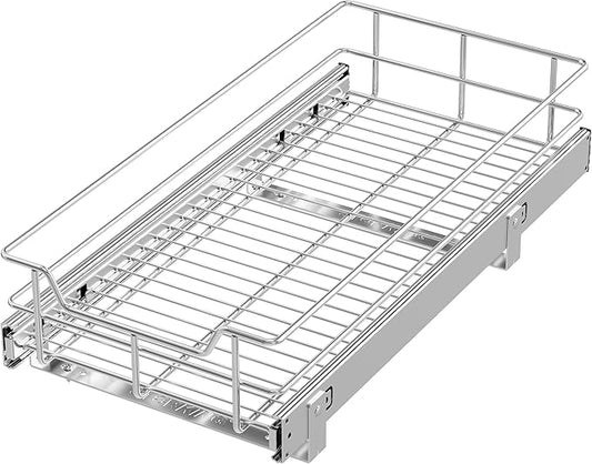 Pull Out Cabinet Organizer 11" W X 22" D, Slide Out Drawers For kitchen organizers and storage, Pull Out Drawers For Cabinets Capacity Heavy Duty Caddy, Cabinet Shelves Chrome-Plated, Bathroom Pantry